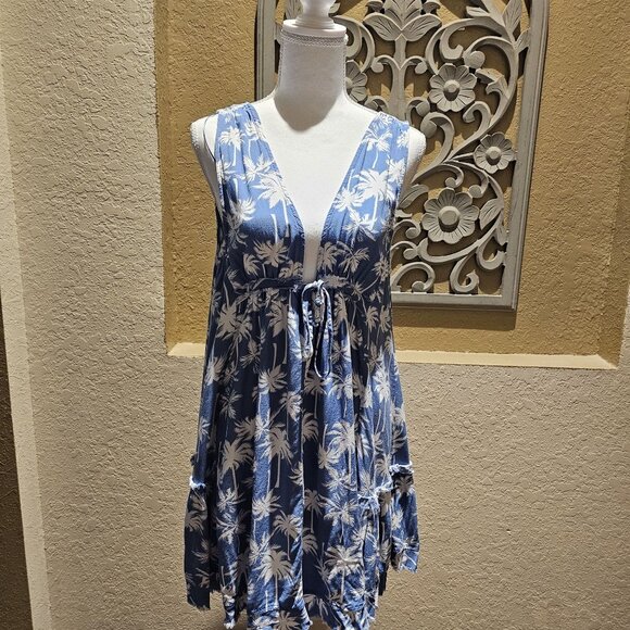 Ocean Drive Dresses & Skirts - Ocean Drive Mini Cutout Sundress L Coconut girl Hawaiian Beachy Palm Boho Garb